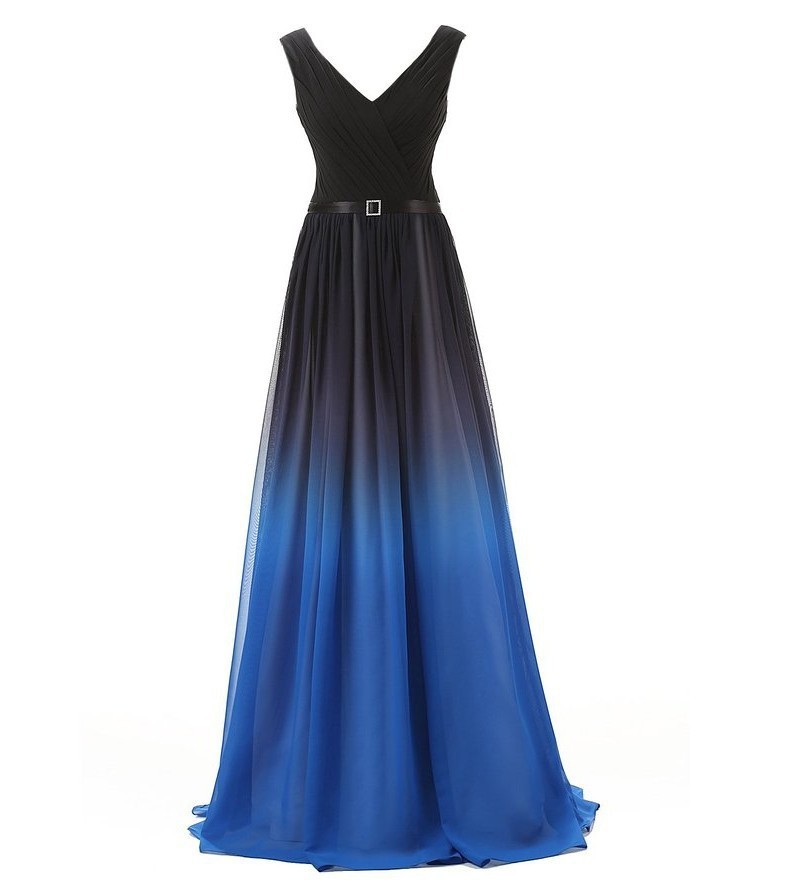 Women's Two-shoulder Lace-up Colorful Chiffon Evening Dress