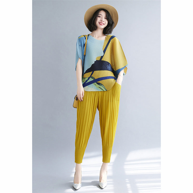 New Short Pleated Top Women's Chiffon Irregular T-shirt Thin