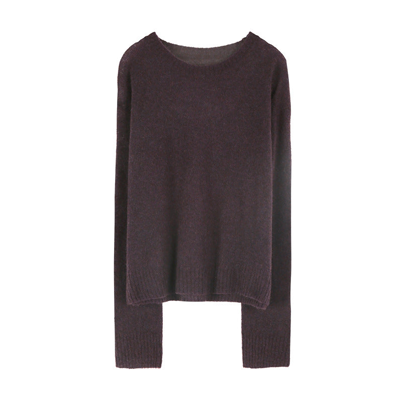 Pull en laine simple pour femme Mohair tricoté en vrac