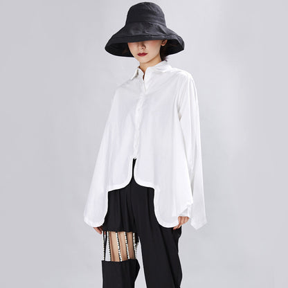 Spring Women's  Design Sense Irregular Loose Long Sleeve Shirts