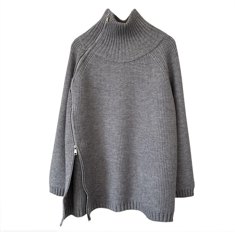 Suéter suelto con cuello alto para mujer, Top sencillo coreano