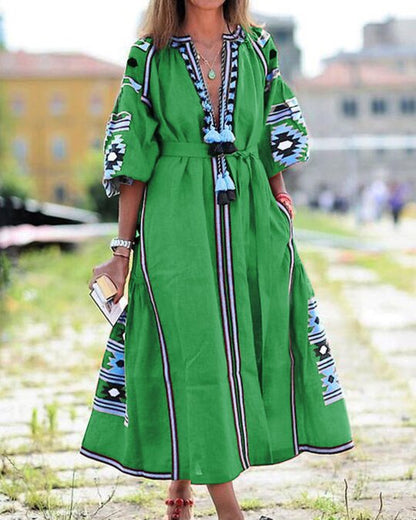 Vestido con estampado digital de línea A para mujer