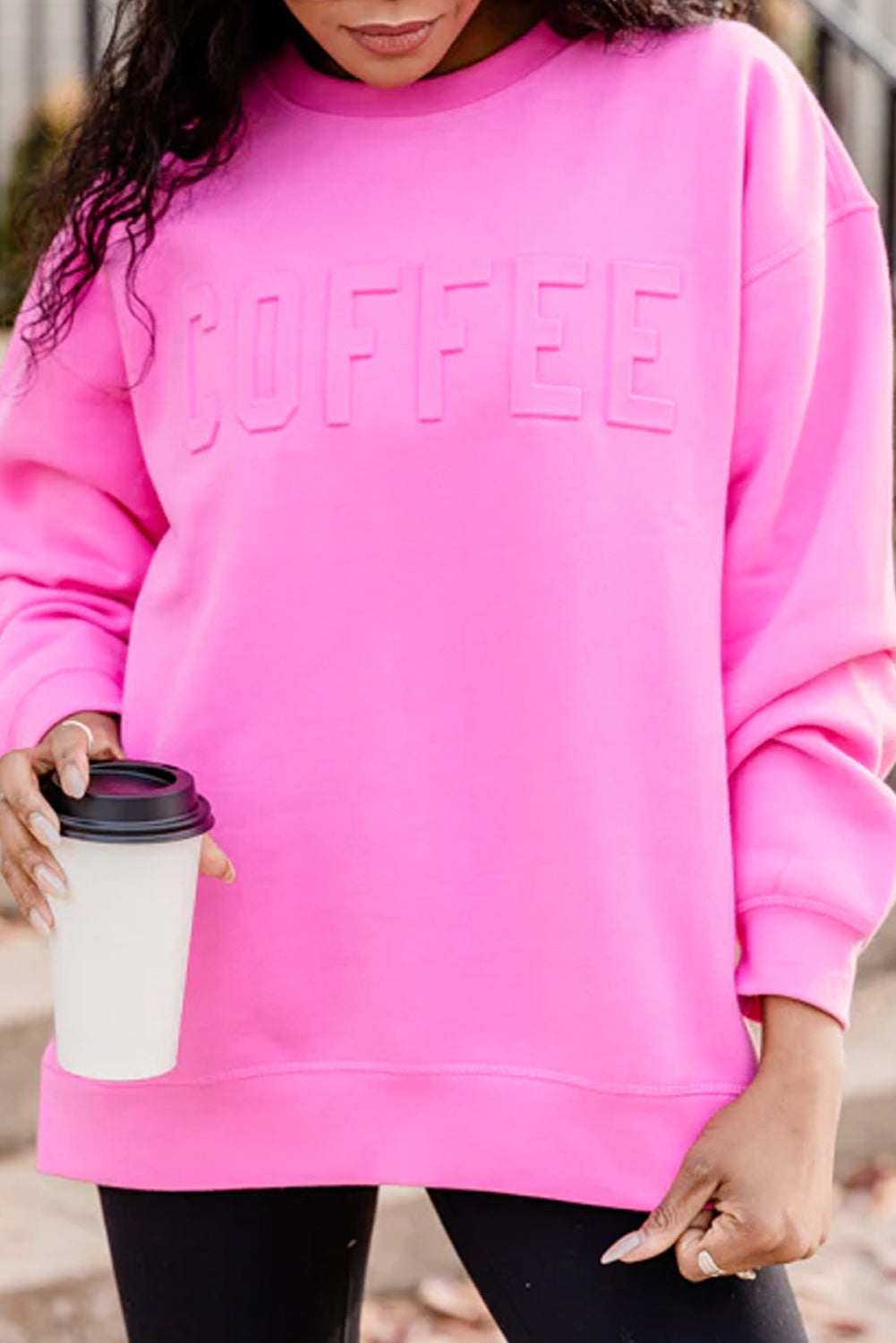 Bonbon COFFEE Sudadera casual con letras en relieve