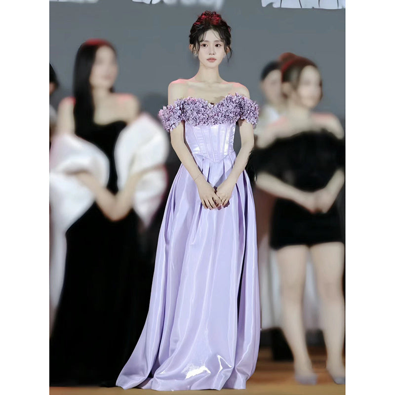 Purple Evening Dress Women's Banquet Graduation Adult Toast Dress