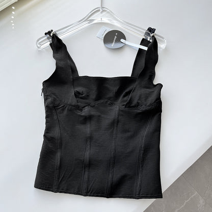 Corset de poitrine à moitié enveloppé, noir, extensible, à bretelles serrées