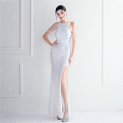 Banquet Temperament Long Backless Evening Gown Dress