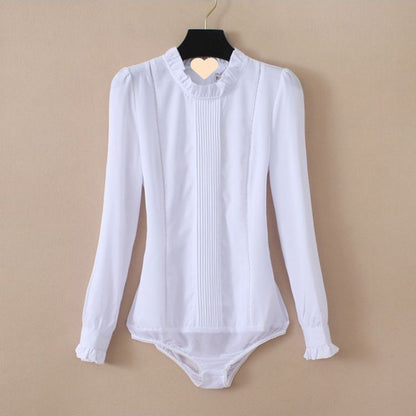 Capaz traje de negocios de viajero con cuello alto pequeño camisa de una pieza blanca Ol de negocios