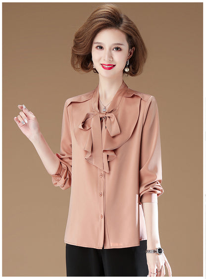 New Mother Spring  Ruffled Western-style Bottoming Shirt