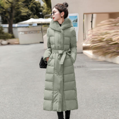 Mid-length Overknee Thickened Big Fur Collar Down Jacket