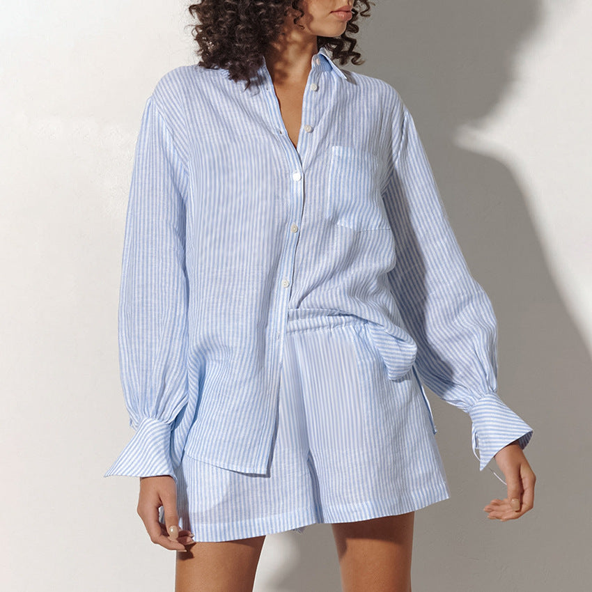 Chemise rayée en pur coton, tenue de Style décontracté