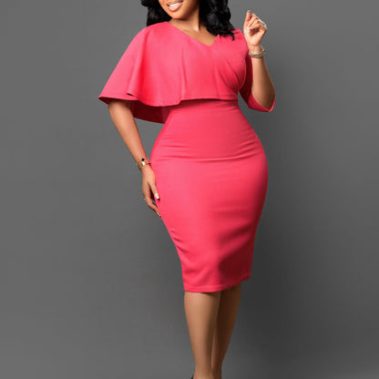 Solid Color Sheath Career Pencil Skirt Africa Dress