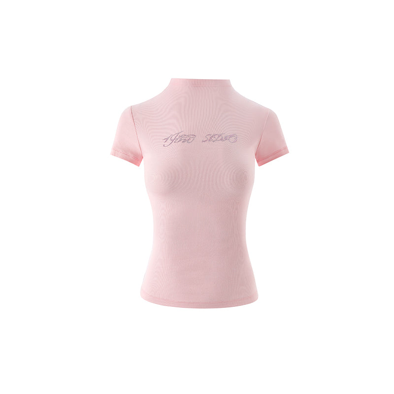 Hot Diamond Comfortable Elastic Short-sleeved Round Neck