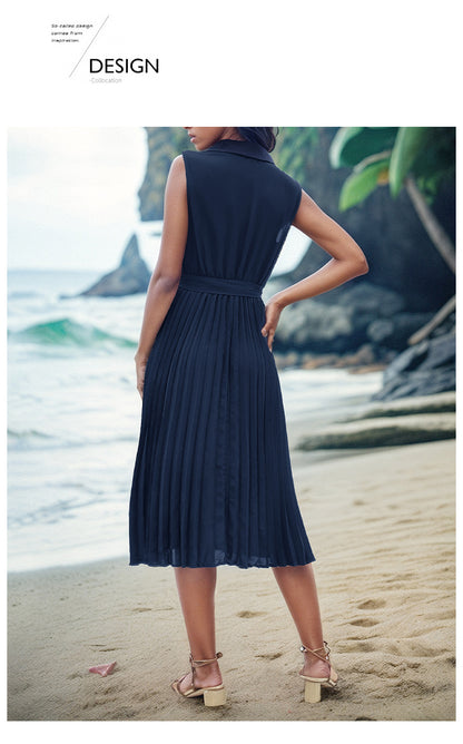 Women's Fashion Sleeveless Solid Beach Dress