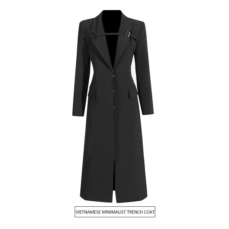 Temperament Commute Buckle Design Long Suit Jacket