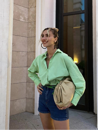 Mint Green Shirt Loose And Lazy Sunscreen