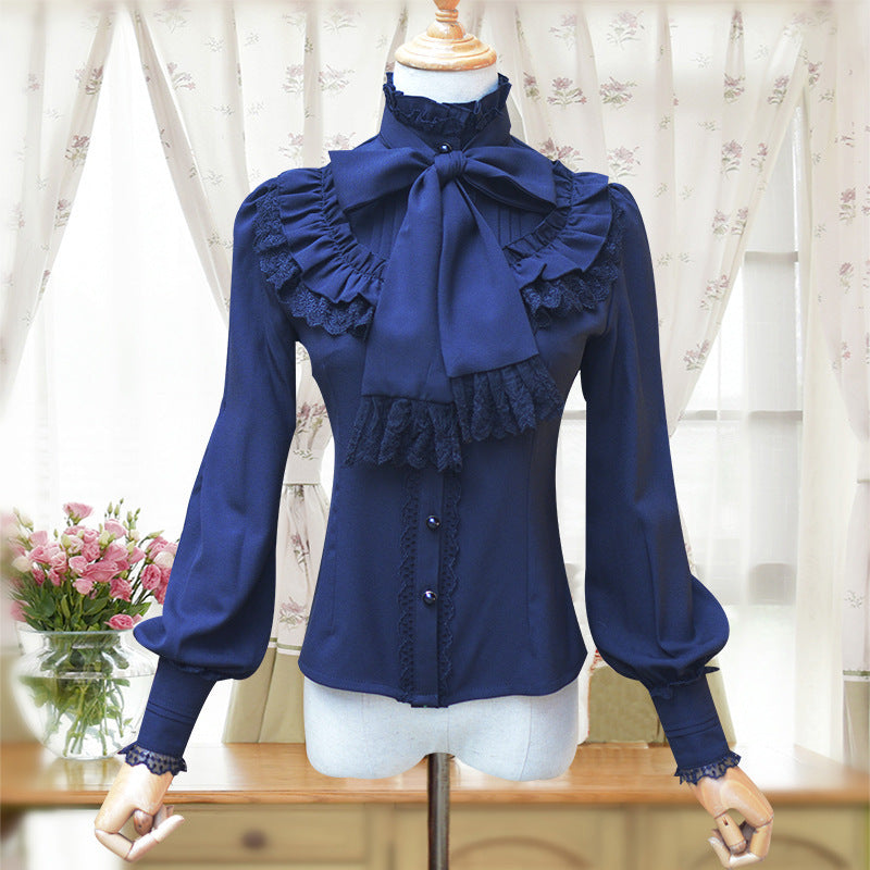 Retro Elegant Multicolor High-neck Slim Long-sleeved Shirt Lolita Inner Shirt Wholesale