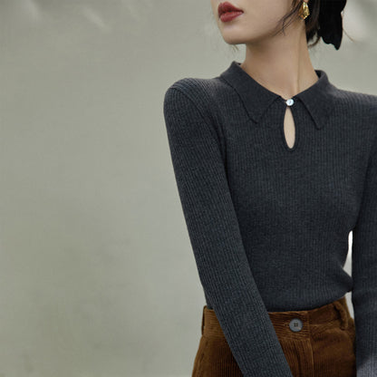 Women's Drop Collar Knitted Bottoming Sweater