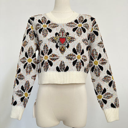 Women's Round Neck All-matching Diamond Sweater