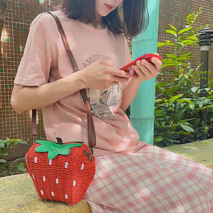 Women's Cute Fashion Strawberry Woven Bag