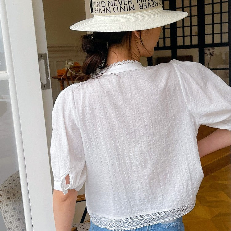 Chemise blanche française pour femme, nouvelle collection printemps et été