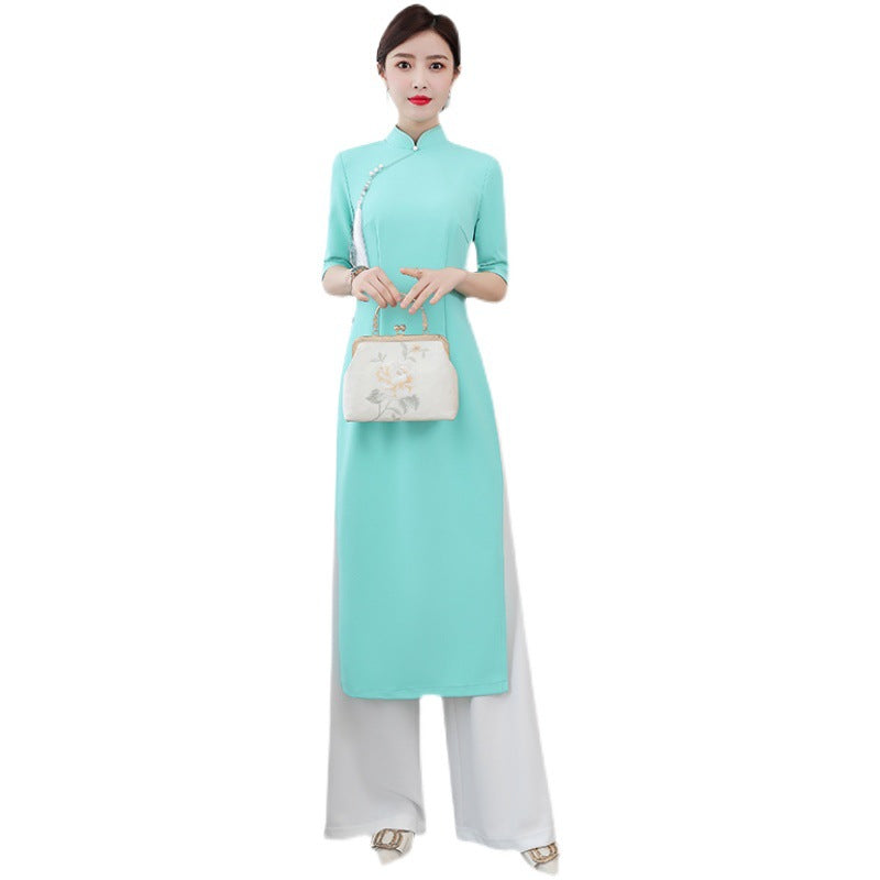 Performance Costume Short Sleeve Dress Pants Suit Women