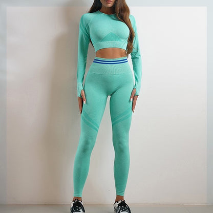 Conjunto deportivo sin costuras para mujer, conjunto de entrenamiento, pantalón de yoga con botín