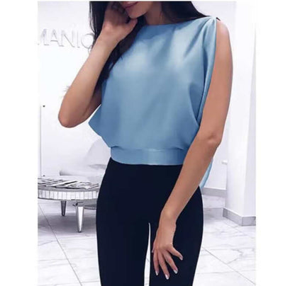 European And American Sexy Backless Tie Back Satin Top Sleeveless