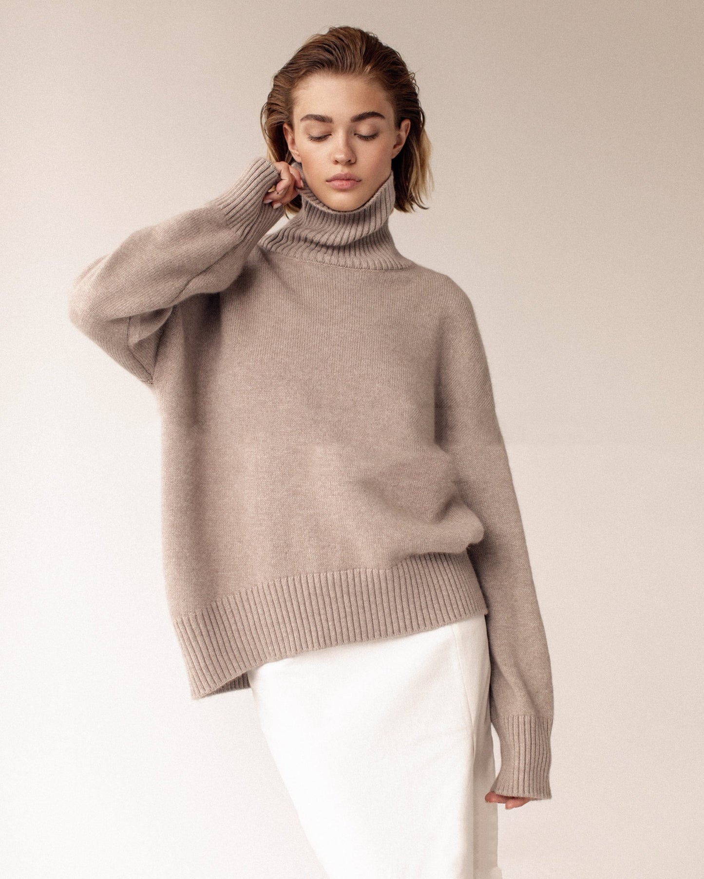 Pull ample à col roulé européen et américain, automne et hiver