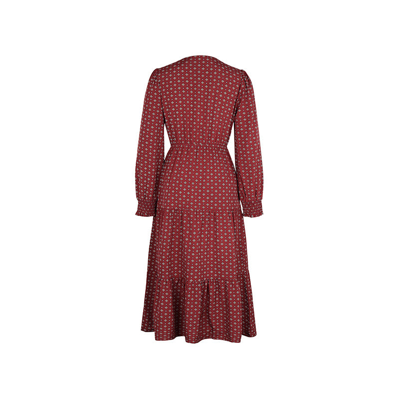 Robe d'automne imprimée à manches longues