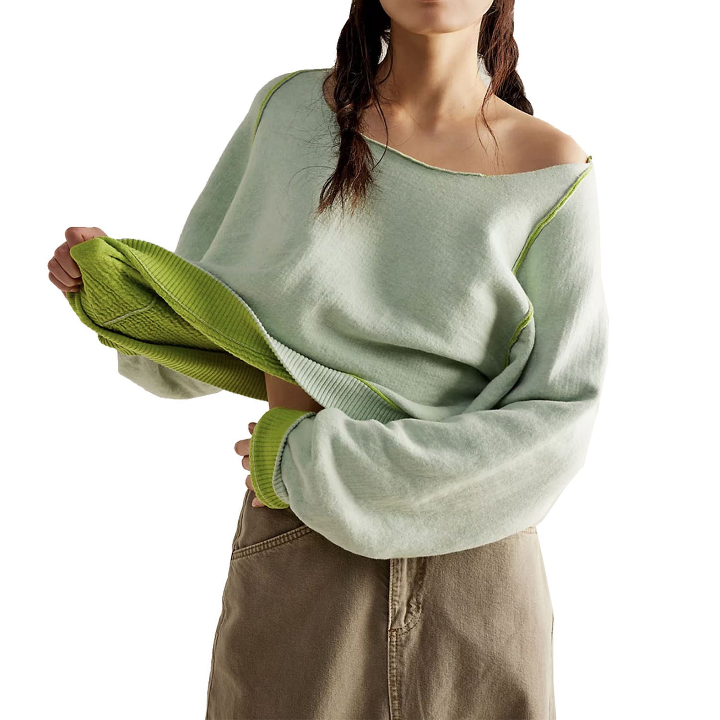 Women's Two-color Woolen Loose Sweater