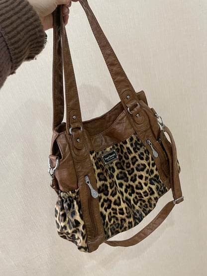 Bolso bandolera con estampado de leopardo para mujer