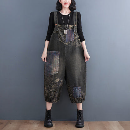 Women's Real Denim Stitching Overalls