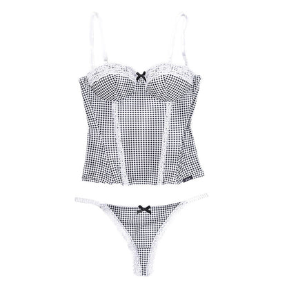 Fashion Plaid Comes With Cups, Free Bras, Corsets, Women's Court Abdomen Corsets, Slim Corsets