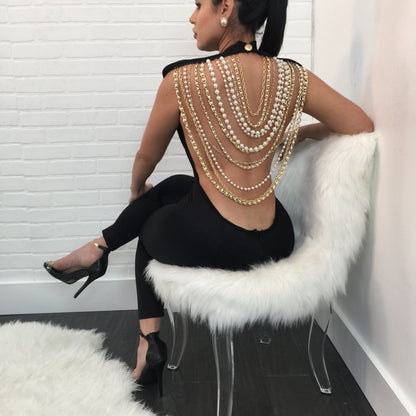 Ladies Pearl Chain Fancy Jumpsuit