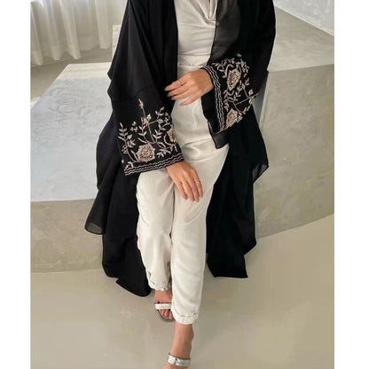 Cardigan ample brodé à manches chauve-souris pour femmes du Moyen-Orient Dubaï