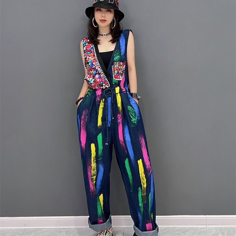 Women's Fashion Sleeveless One-piece Strappy Pants