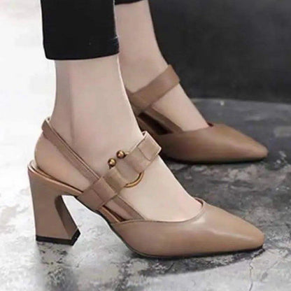 Women's Casual Square Toe Horseshoe Heel Chunky Heel Sandals