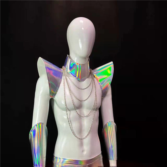 Muscle Man Bar DS Costume Magic Silver Stereo Flying Shoulder