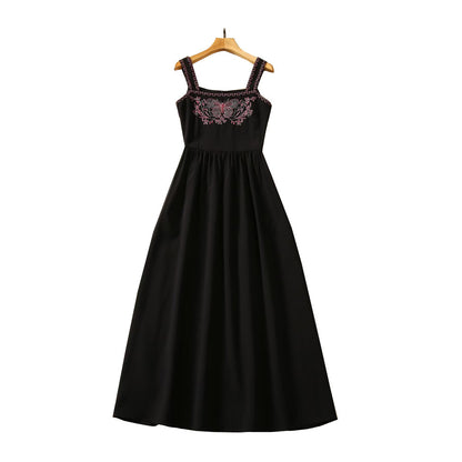 Heavy Industry Butterfly Positioning Embroidered Black Waist Dress Suspender Skirt